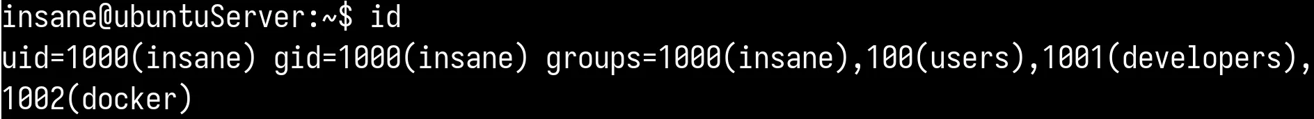 Output of id command