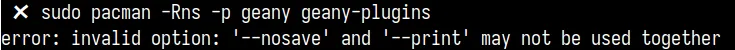 pacman -p command usage along with -n flag which returns an error